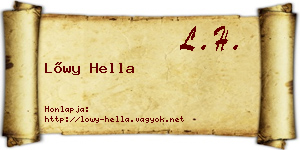 Lőwy Hella névjegykártya